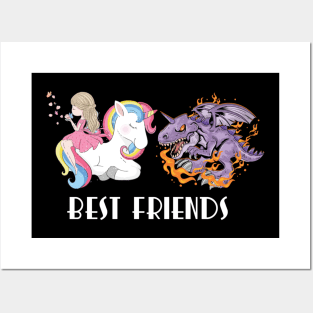 Best Friends Unicorn T-Rex Posters and Art